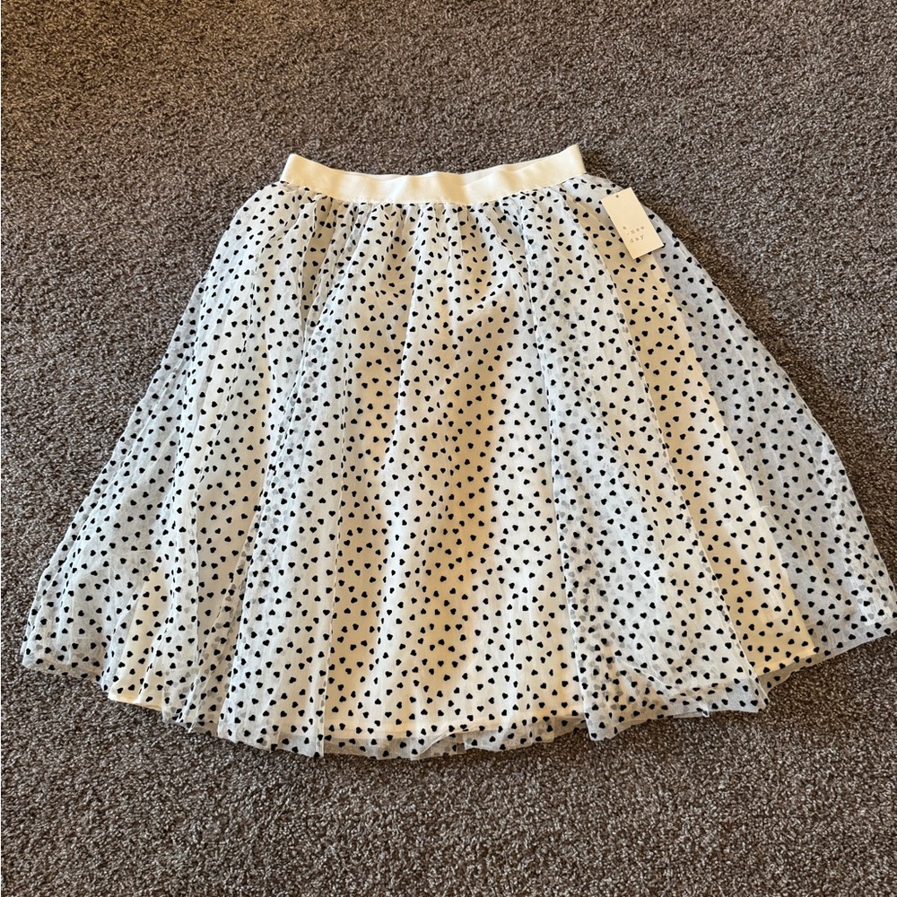 Flocked heart tulle skirt